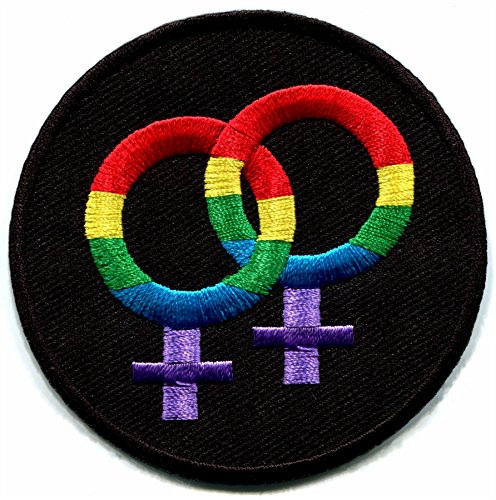 Lesbian symbol gay pride rainbow LGBT retro disco embroidered applique iron-on patch new