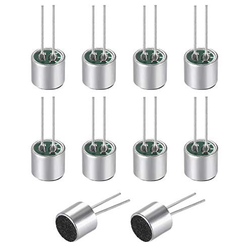 uxcell 6050 56dB Electret Microphone Pickup 6mm x 5mm Cylindrical Condenser MIC with Pins for PCB 10 Pcs
