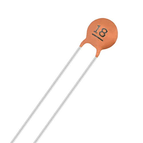 uxcell Ceramic Capacitor Kit 50V 18PF Disc Capacitors for DIY Electronic Circuit, Pack of 30, Brick Red