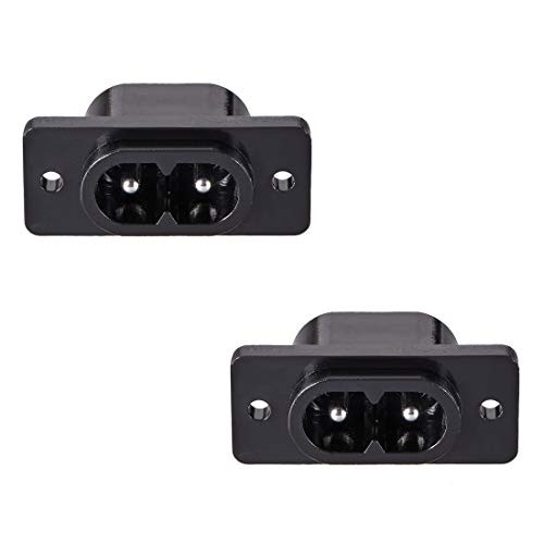 uxcell C8 Panel Mount Plug Adapter AC 250V 2.5A 2 Pins IEC Inlet Module Plug Power Connector Socket Straight 2pcs