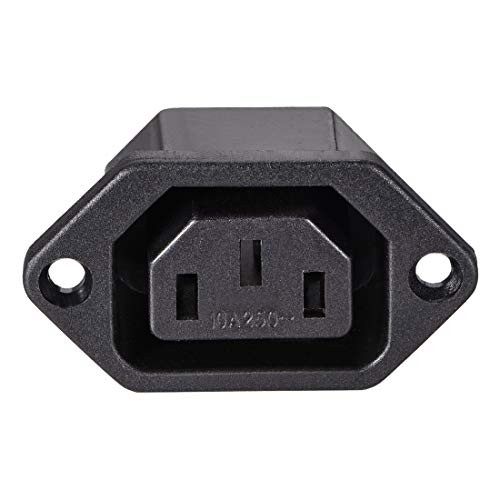 uxcell C13 Panel Mount Plug Adapter 250V AC 10A 3 Pins IEC Inlet Module Plug Power Connector Socket Straight