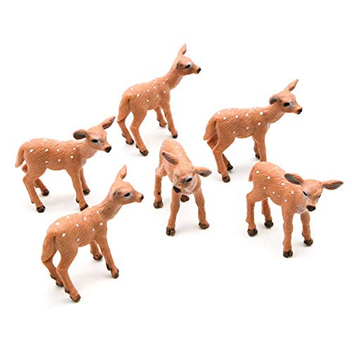 JETEHO Pack of 6 Mini Small Deer Figurines Cake Toppers Deer Toys Figure Small Woodland Animals