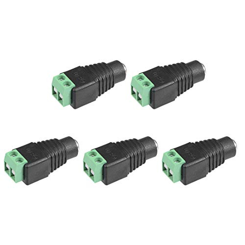 uxcell DC Female Connector 5.5x2.1mm Power Jack Adapter 5Pcs for Led Strip CCTV Security Camera Cable Wire Ends