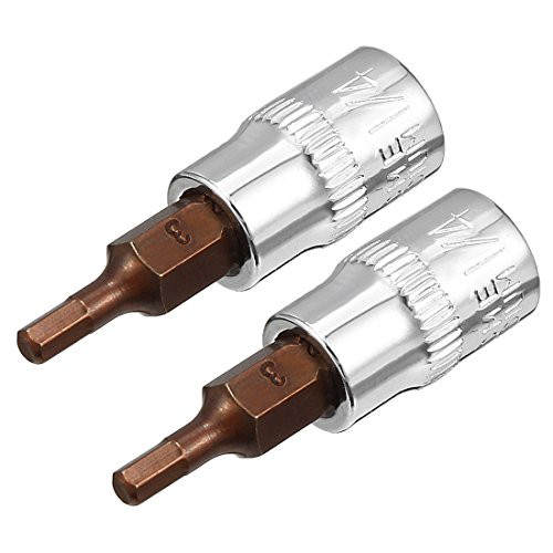 uxcell 2Pcs 1/4-Inch Drive 3mm Hex Bit Socket, S2 Steel
