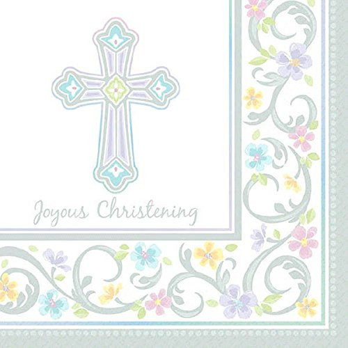 Amscan 709423 Blessed Day Christening Beverage Napkins, One Size, Multicolor
