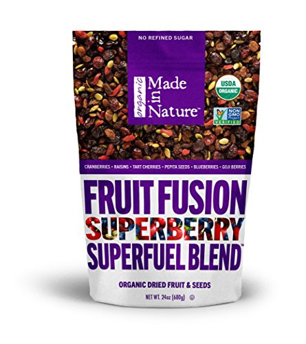 Made in Nature Organic Super Snacks, Super Berry Fusion, A Delicous Blend of Tart Cherries, Blueberries, Goji Berries, Cranberries, and Crunchy Pepita Seeds 24 Ounce