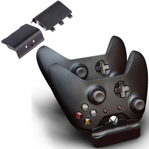 Dual Wireless Controllers Charger Dock Cradle & 2 600mAh Rechargeable Batteries For Microsoft Xbox One
