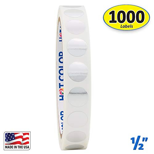 1/2" Metallic Silver Round Color Coding Circle Dot Labels on a Roll, 1000 Stickers.5 inch Diameter.
