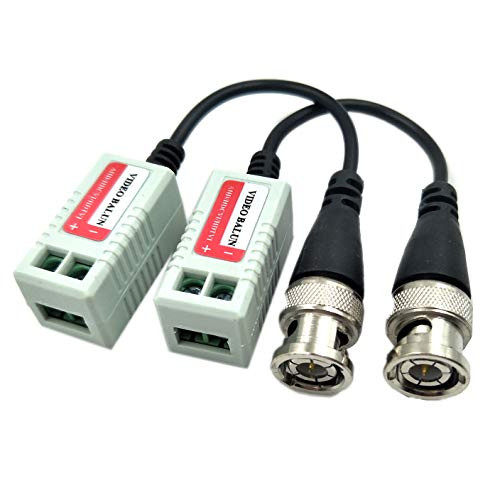 Duttek Split Joint Mini CCTV BNC Twisted Pair Passive Video Balun Transceiver Single Channel UTP Transmitter via CAT5 Cable for CVI/TVI/AHD CCTV System(CA05)