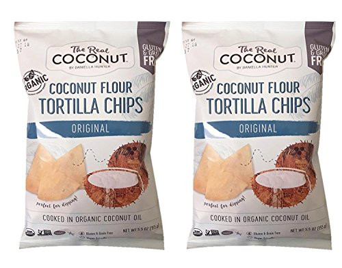 The Real Coconut Grain/Gluten Free Coconut Flour Tortilla Chips 2 Pack (Original)