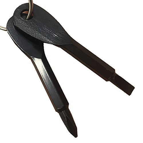 EDC Outdoor Multifunctional Pocket Mini Tool Screwdriver with Key Stainless Keychain (black)