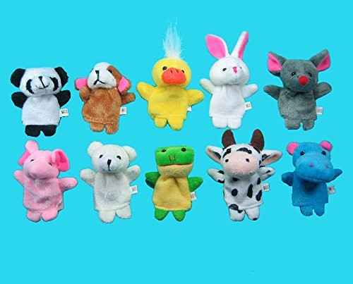 zorvo Soft Plush Animal Finger Puppet Set (10 Piece)