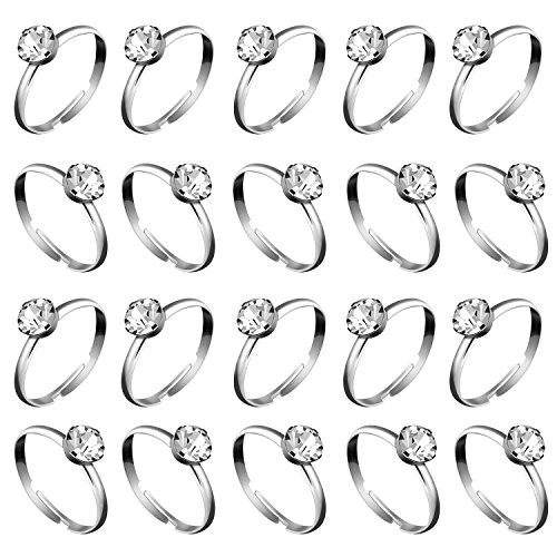 Whaline 36 Pcs Silver Diamond Engagement Rings for Wedding Table Decorations, Party Supply, Favor Accents, Cupcake Toppers (36 Packs)