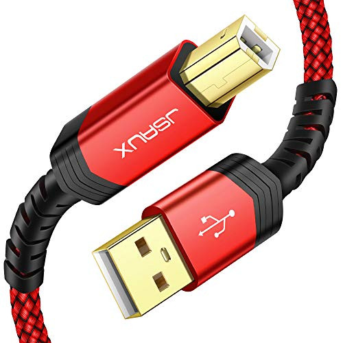 JSAUX Printer Cable, USB Printer Cable Type A Male to B Male Scanner Cord USB B Cable High Speed for HP, Canon, Epson, Dell, Brother, Lexmark, Xerox, Samsung etc (6.6 Feet) JSAUX Printer Cable, USB Printer Cable Type A Male to B Male Scanner Cord USB B Cable High Speed for HP, Canon, Epson, Dell, Brother, Lexmark, Xerox, Samsung etc (6.6 Feet)
