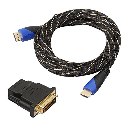 HDMI Cable Qaoquda 6Ft HDMI to DVI Adapter High Speed HDMI 2.0 M/M Cord + DVI (24+1) Adapter HDMI to DVI Conversion Cable Support FULL HD1080p Resolution(M/M+DVI)
