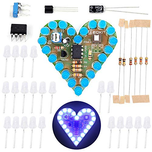 Icstation Heart Shape LED Flashing Lights Kit Electronics Soldering Practice Set (Blue)