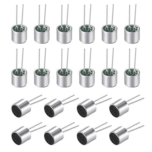 uxcell 6050 54dB Electret Microphone Pickup 6mm x 5mm Cylindrical Condenser MIC with Pins for PCB 20 Pcs