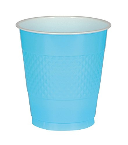 Caribbean Blue Reusable Plastic Cups For Parties, 12 Oz, 20 Ct.