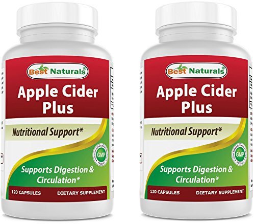Best Naturals Apple Cider Vinegar Plus 500 Mg 120 Capsules - Vinegar Capsules for healthier digestion, cleanse body naturally (Pack of 2)