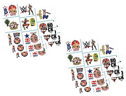 Amscan Grand Slammin' WWE Temporary Tattoos Birthday Party Favors (48 Pack), 2" x 1 3/4, Multicolor