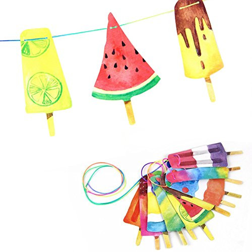 SUNBEAUTY 2m Paper Popsicle Banner Ideal for Luau Tiki Party Supplies Summer Party Backdrop Decoration