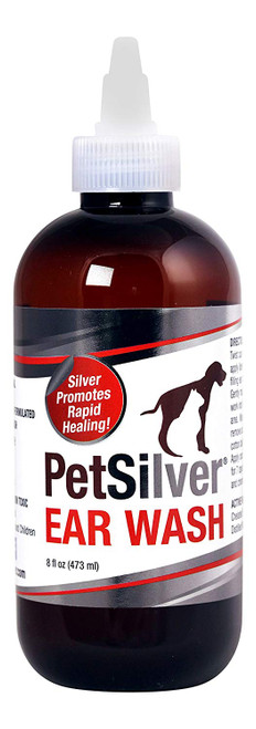 PetSilver Ear Wash (8oz) with Chelated Silver. Kills 99.9% of Bacteria