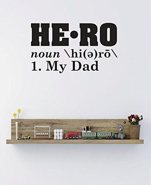 Design with Vinyl RE 3 C 2393 He Ro Noun Dad Quote Vinyl Wall Decal Sticker, 16 x 40", Black