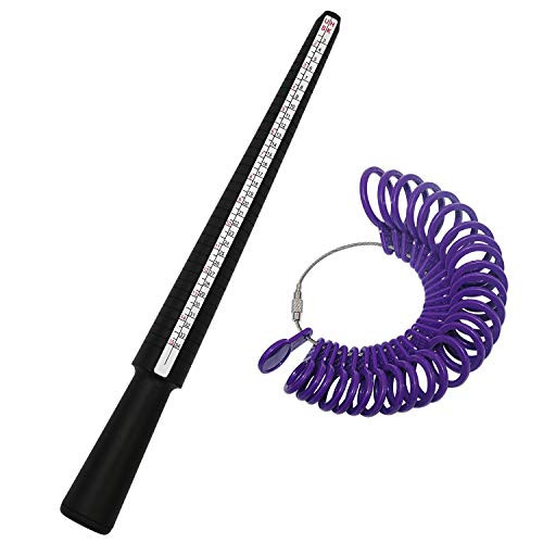 NIUPIKA Plastic Jewelry Ring Mandrel US Size 1-13 with Finger Sizer Gauge Set of 27 Pcs Jewelers Sizers Measure Tools