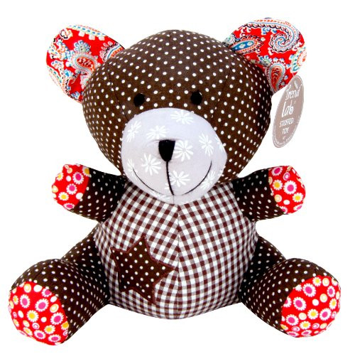 Trend Lab Patchwork Bear Stuffed Toy, Chocolate Kiss