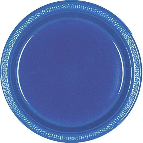 Navy Blue Round Plastic Plates | 9" | Party Supply | 20 ct.