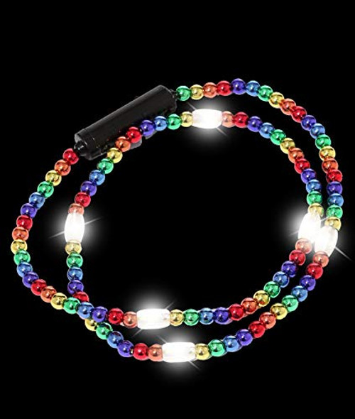 Fun Central BD065, 1 Pc, 34 Inches LED Rainbow Bead Necklace, Light Up Bead Necklace, Glowing Necklace, Flashing Necklace for Kids, Glow in The Dark Necklace