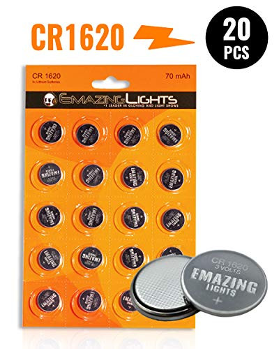 EmazingLights CR1620 3V Lithium Battery (20 Pack) - CR 1620 Coin Cell Batteries