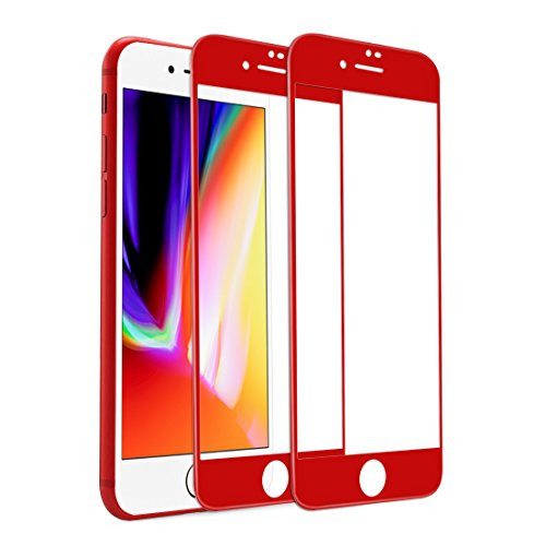 [2 Pack] iPhone 7 Plus 8 Plus Screen Protector, RHESHINE iPhone 7 Plus 8 Plus Tempered Glass 3D Touch Layer Scratch-Resistant No-Bubble Glass Screen Protector for iPhone 7 Plus iPhone 8 Plus (Red)
