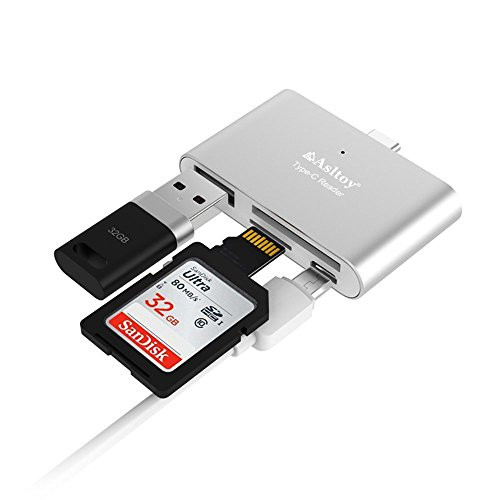 SD Card Reader,Asltoy USB 3.0 TF Card Reader,Micro SD/TF Card Adapter,Simultaneous Read and Write,Flash Memory Card Reader with OTG Function for MacBook,Chromebook,Windows (Silver C1)