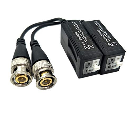 Duttek 5MP Split Joint Coaxial Upgraded Video Balun Connectors Passive HD CVI/AHD/TVI Transceivers Single Channel BNC Male Cable CAT5/5E/6 CCTV Via Twisted Pair Transmitt (CA03)