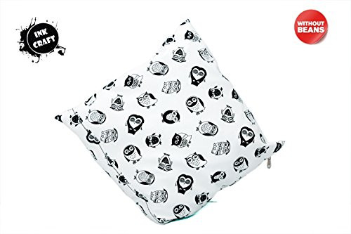 Animal Throw Pillow Cushion Cover by InkCraft, Animal Themed Owl Print, Decorative Square Accent Pillow Case-18 X 18 Inches, White-1 Pcs