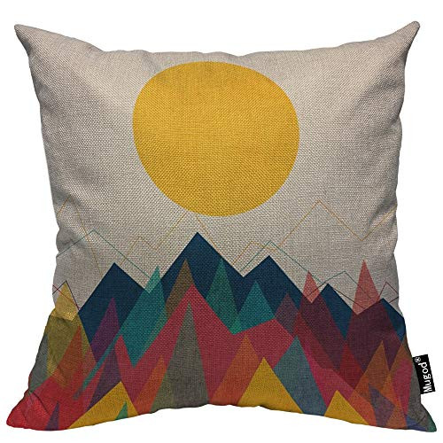 Mugod Mountain and Sun Throw Pillow Beautiful Sunrise Sunset Stripe Yellow Blue Red Cotton Linen Square Cushion Cover Standard Pillowcase 18x18 Inch for Home Decorative Bedroom/Living Room/Car Mugod Mountain and Sun Throw Pillow Beautiful Sunrise Sunset Stripe Yellow Blue Red Cotton Linen Square Cushion Cover Standard Pillowcase 18x18 Inch for Home Decorative Bedroom/Living Room/Car