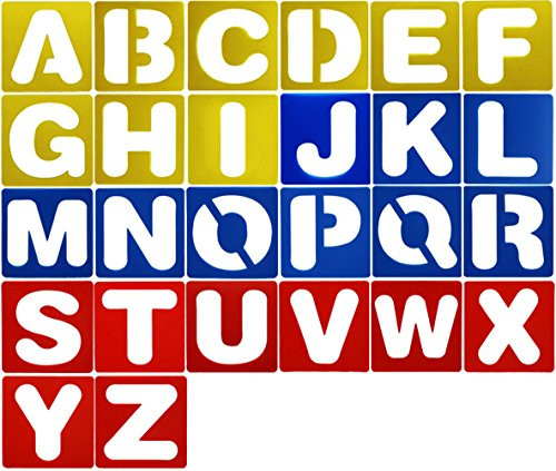 SOOKOO 26 PCS Plastic Letter Stencil Alphabet Stencils Set for Painting Learning DIY, Scrapbooking, Card and Craft Projects
