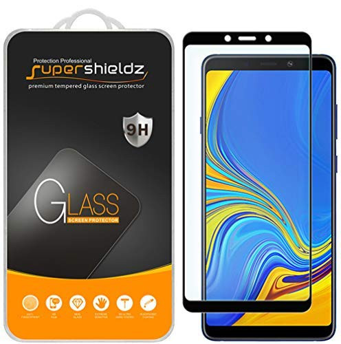 (2 Pack) Supershieldz for Samsung Galaxy A9 (2018) Tempered Glass Screen Protector, (Full Screen Coverage) Anti Scratch, Bubble Free (Black)
