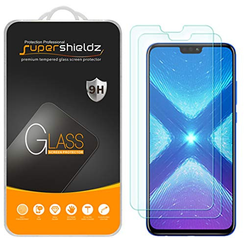 (2 Pack) Supershieldz for Huawei Honor 8X Tempered Glass Screen Protector, Anti Scratch, Bubble Free