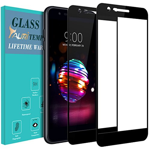 [2-Pack] TAURI for LG K10 2018 / LG K30 Screen Protector, [Full Cover][Tempered Glass] Screen Protector with Lifetime Replacement Warranty - Black