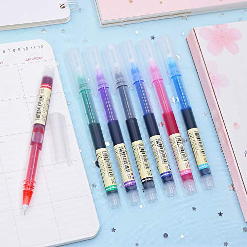 Japanese Style Liquid Gel Ink Pen 0.5mm Colorful Fine Ballpoint Maker Pen for Office School Stationery Supply,Pack of 7, Assorted Colors