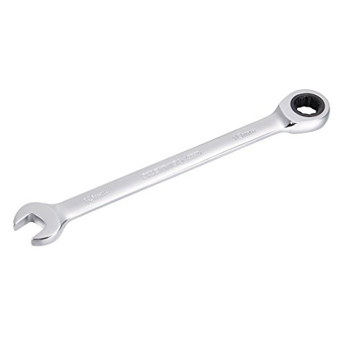 uxcell Metric 10mm Box Open Ended Ratchet Combination Wrench Chrome Finish, Cr-V