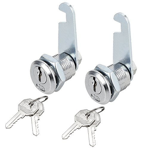 uxcell Drawer Cabinet Cam Lock, 20mm Cylinder Length, Fits on 1/2-inch Max Panel Thickness, Zinc Alloy Chrome Finish, Keyed Different, 2 Pack
