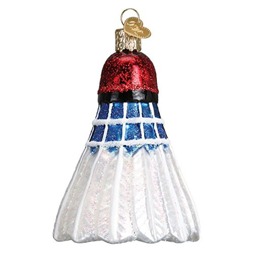 Old World Christmas Glass Blown Ornament with S-Hook and Gift Box, Sports Collection (Badminton Birdie)