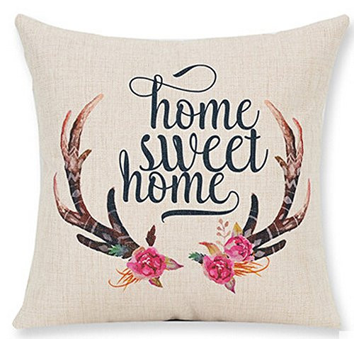 Nordic Simple Hand-Painted Flowers Bucks Antlers Home Sweet Home Cotton Linen Throw Pillow Case Personalized Cushion Cover New Home Office Bay Window Decorative Square 18 X 18 Inches Nordic Simple Hand-Painted Flowers Bucks Antlers Home Sweet Home Cotton Linen Throw Pillow Case Personalized Cushion Cover New Home Office Bay Window Decorative Square 18 X 18 Inches