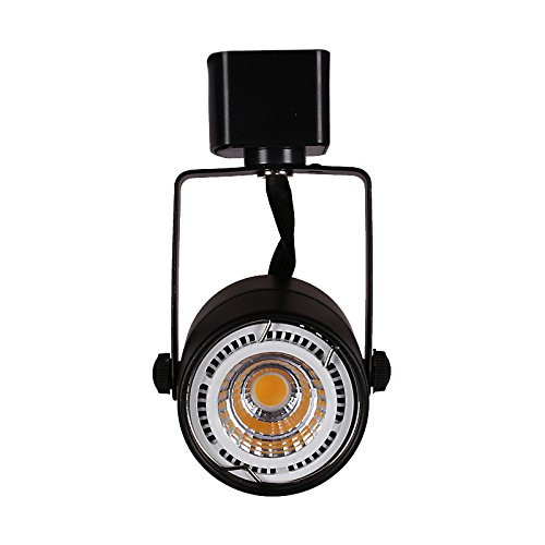 KING SHA Black LED Track Lighting Heads with 7W Dimmable LED Bulb GU10 Warm White compatible H type 3-wire single circuit track systems