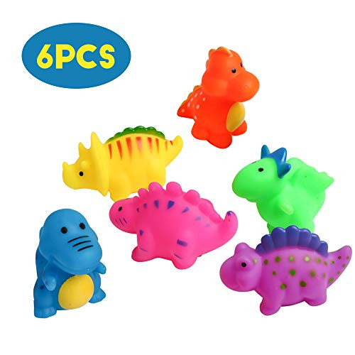 kizh Bathtub Toys Small Dinosaur Baby Bath Toys Set Christmas Kids Toddlers Fun Squirt Toys Floating Bathroom Swimming Pool Toys 6PCS