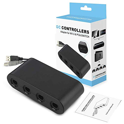 Onvian GameCube Controller Adapter, Super Smash Bros GameCube NGC Controller Adapter for Wii U, Nintendo Switch and PC USB - 4 Ports