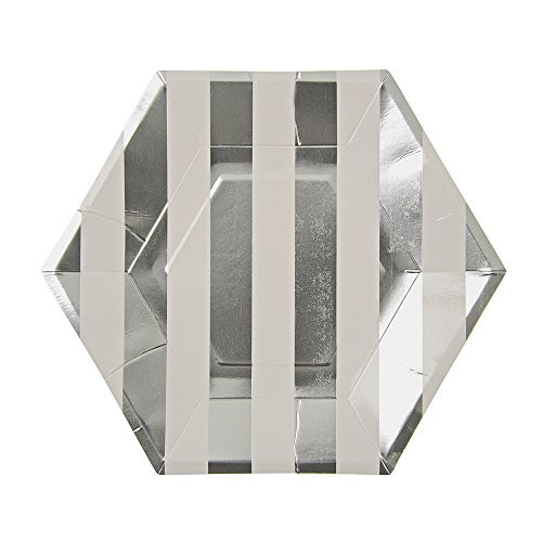 Meri Meri, Silver Stripe, Large Plates - Pack of 8